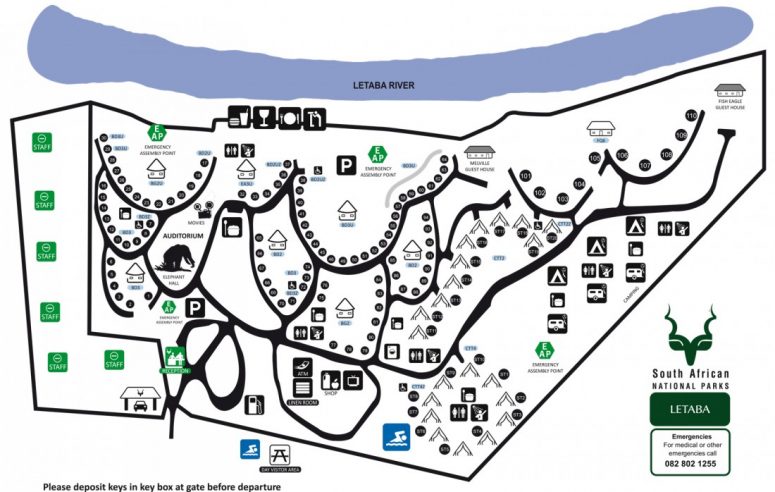 Plan du Letaba Restcamp