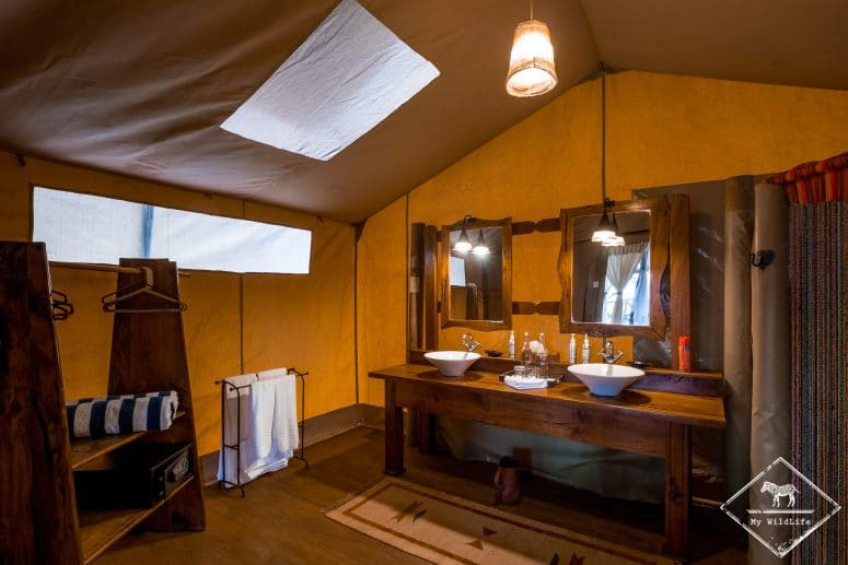Salle de bain de l'Elephant Bedroom Camp, Samburu