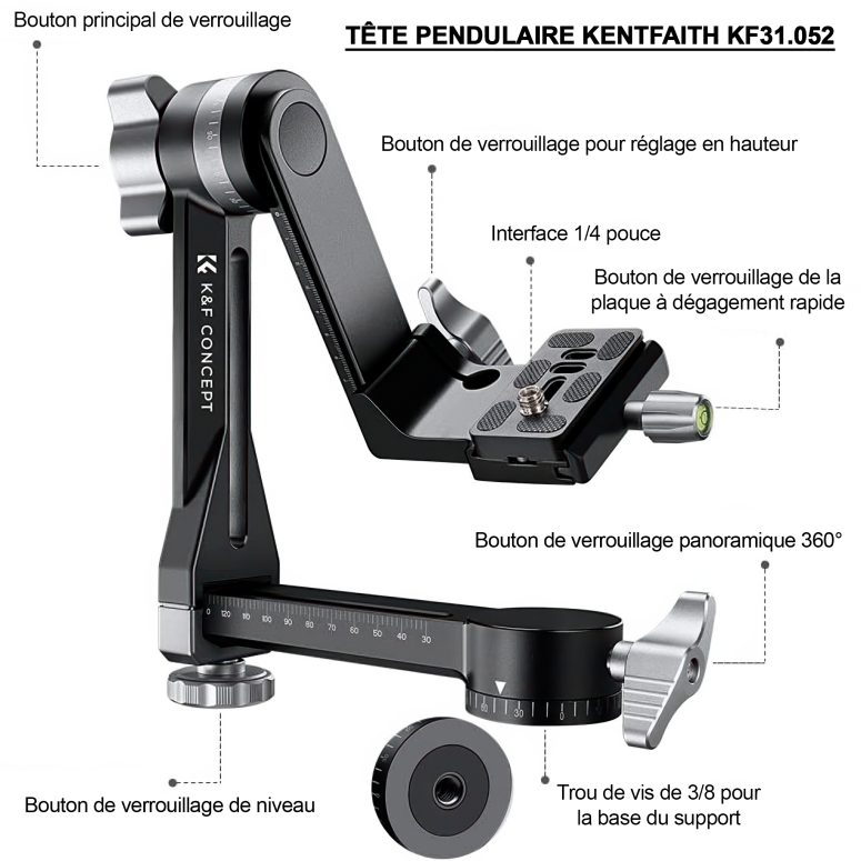 Caractéristiques de la Tête Pendulaire Kentfaith KF31.052