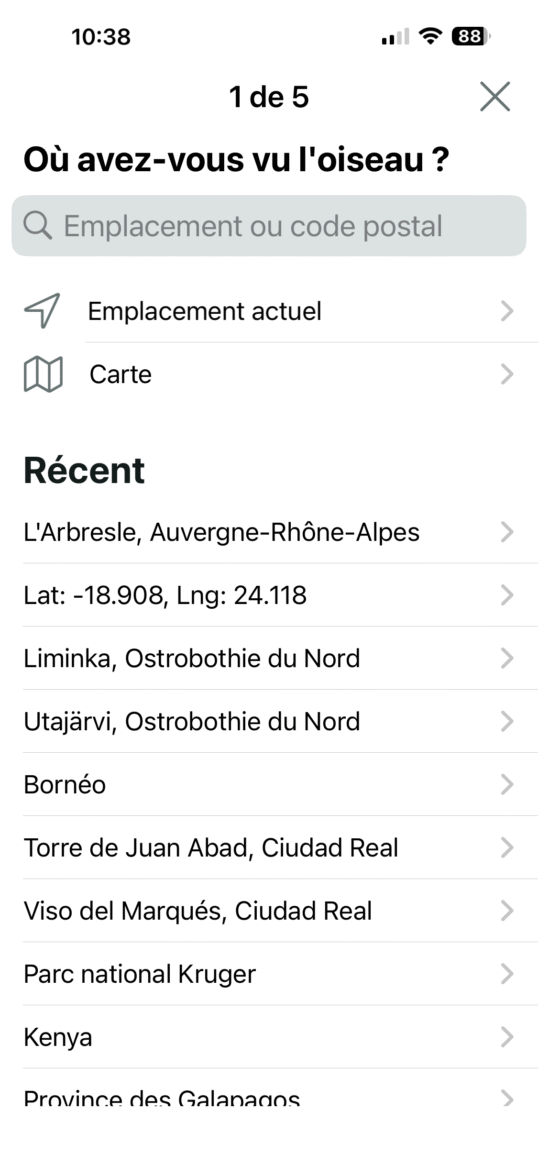 Identifier les oiseaux par critère étape 1