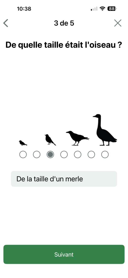 Identifier les oiseaux par critère étape 3