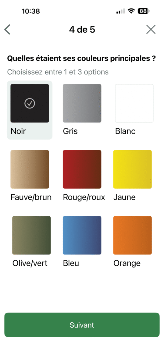 Identifier les oiseaux par critère étape 4